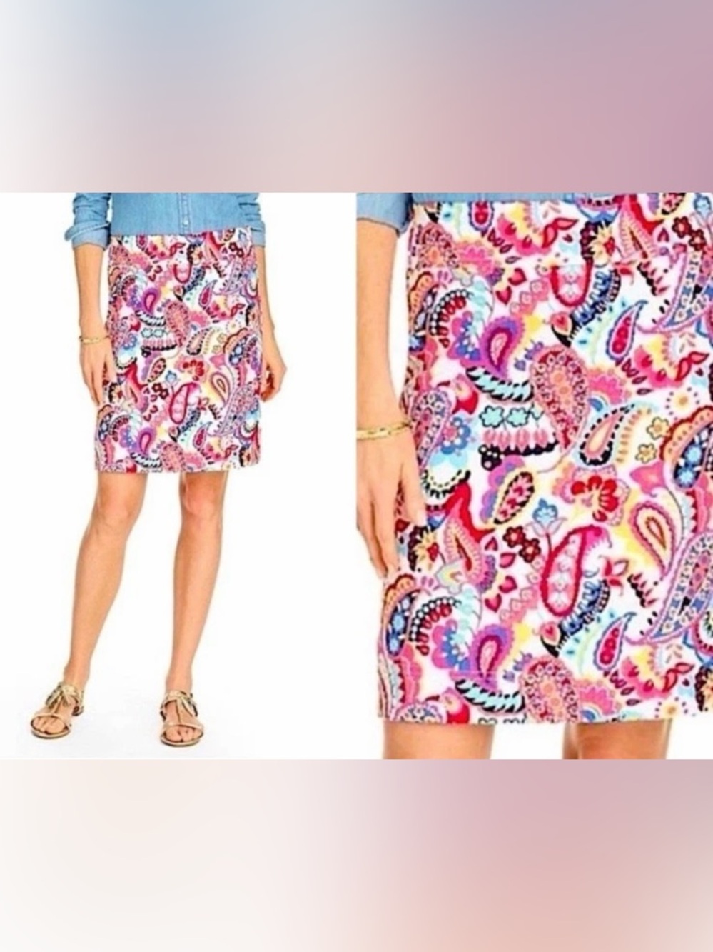 Talbots Paisley Print Size 14 Women’s  Cotton Woven Knee Length A-Line Skirt